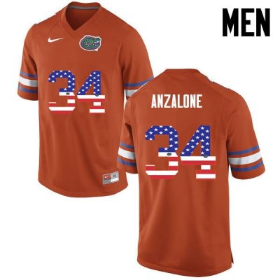 Men's Florida Gators #34 Alex Anzalone NCAA Nike Orange USA Flag Fashion Authentic Stitched College Football Jersey KFU0562JY